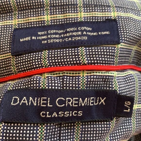 Daniel Cremieux navy blue & light green checked long sleeved button down shirt - Picture 7 of 8